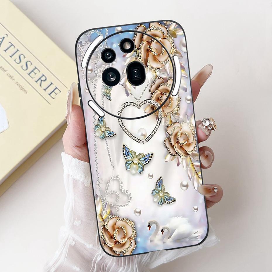 Красивый Цветочный Чехол Для Nothing Phone (3a) Черный силиконовый мягкий чехол-бампер для Nothing Phone 3a / 3a Pro