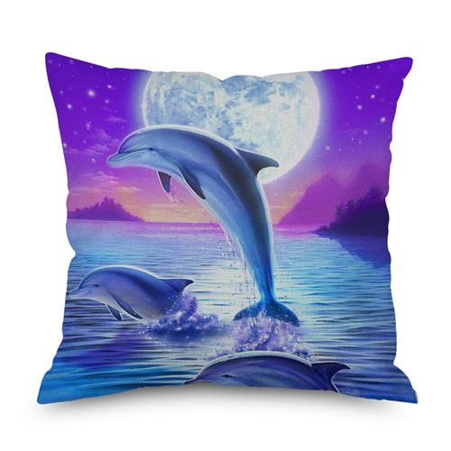 Животное волк дельфин Нордический короткий плюш Наволочка Полиэстер Декоративная наволочка для подушки Квадратный стиль-1
