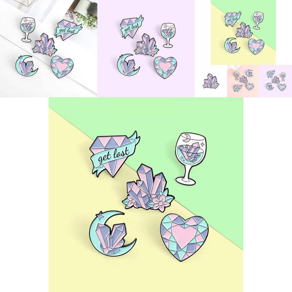 Unique Cartoon Gem Letter Heart Shaped Enamel Brooch For Men And Women Stylish Accessory