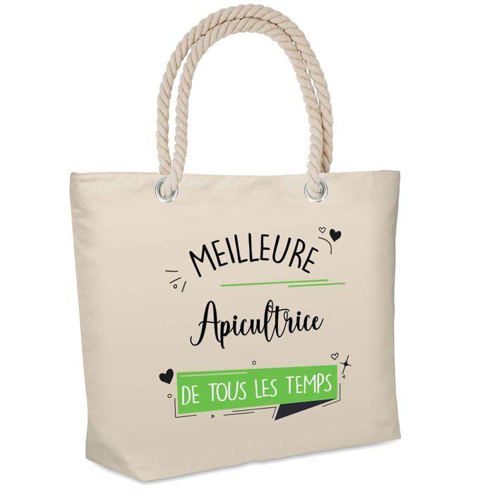 Sac de plage - PLANETEE - Apicultrice isotherme - Coton naturel - Grande contenance - Imprimé en France