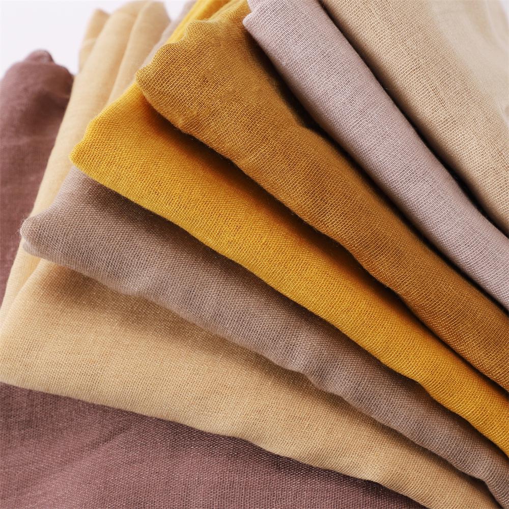 Women's Classic Bali Yarn Cotton-Linen Scarf: Breathable, Thin, Soft, Silk-Like, Solid Color.