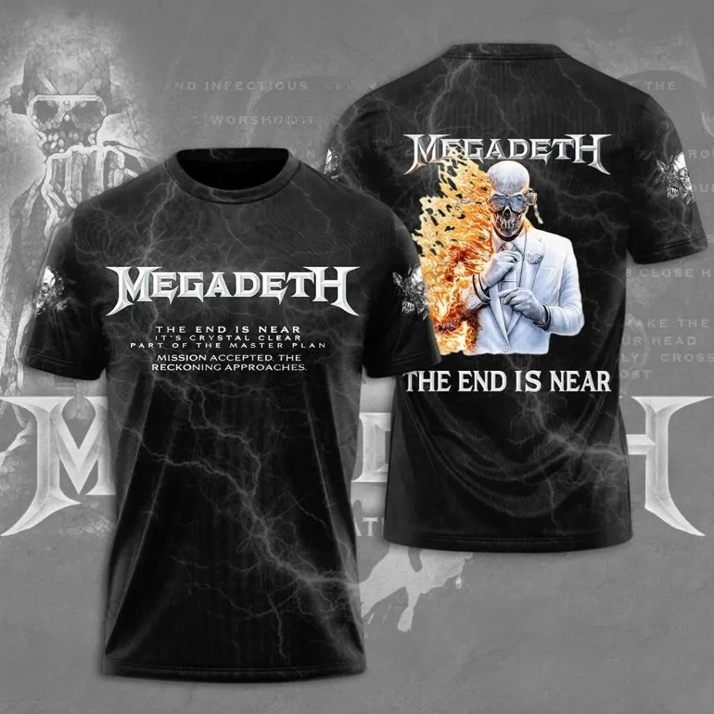 Rock Megadeth Band 3D Printed Men's and Women's T-shirt Fashion Short Sleeve Punk Hip Hop Street Harajuku Top