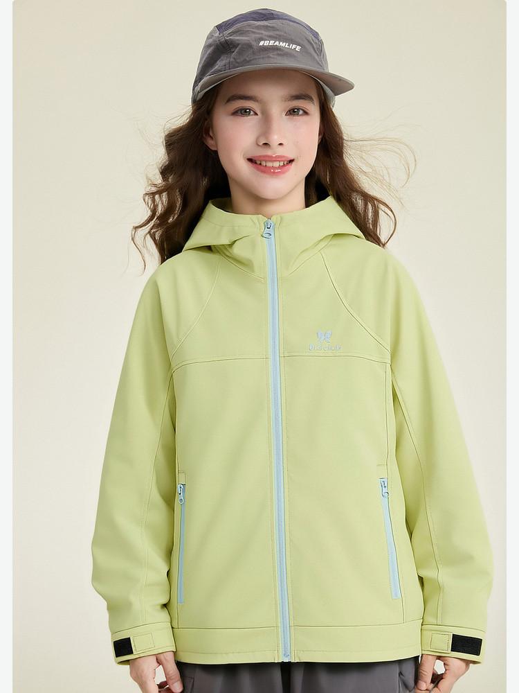 Girls' Color-Blocked Zipper Casual Coat