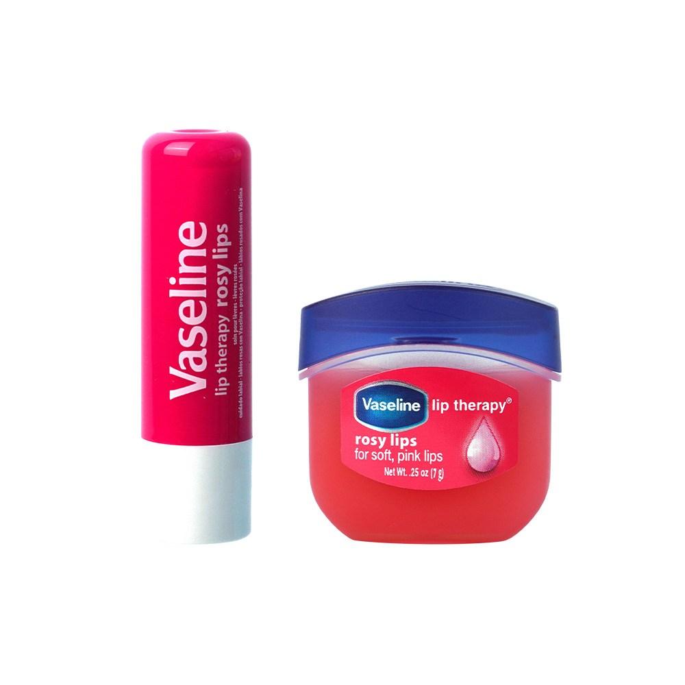 Vaseline Lip Therapy Rosy Lips бальзам для губ в стике + баночка Увлажняющий бальзам для губ, в стике 4,8 г + баночка 7 г, 1 набор