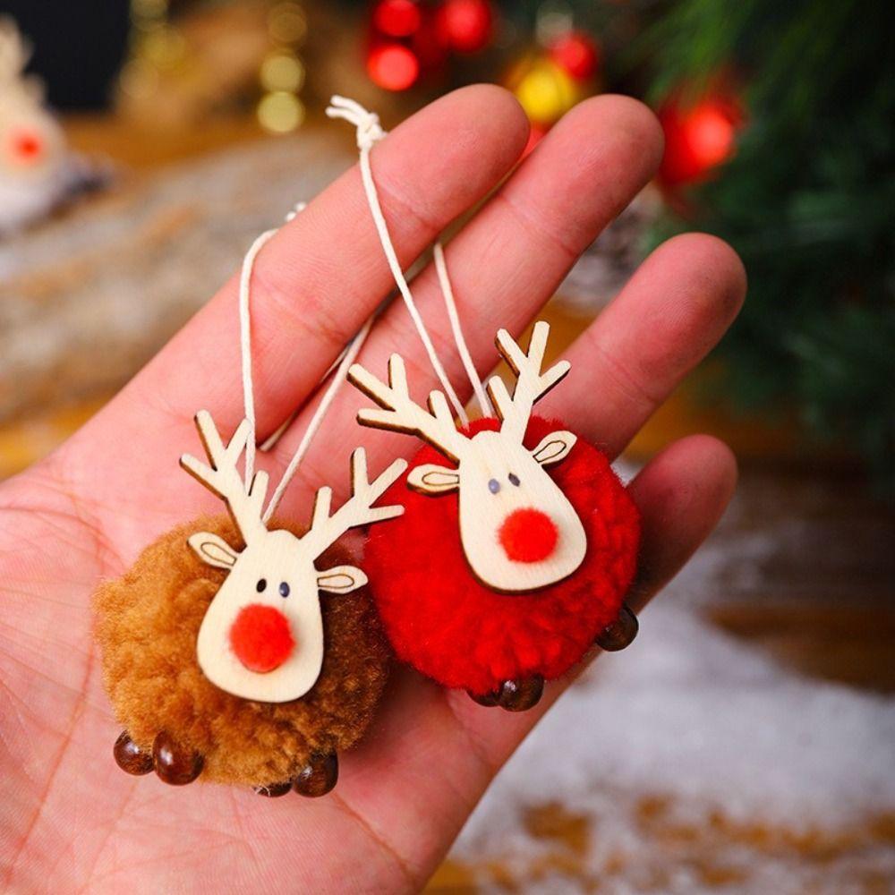 Felt Deer Christmas Tree Ornaments Wooden Elk Elk Hanging Pendant Festive Atmosphere