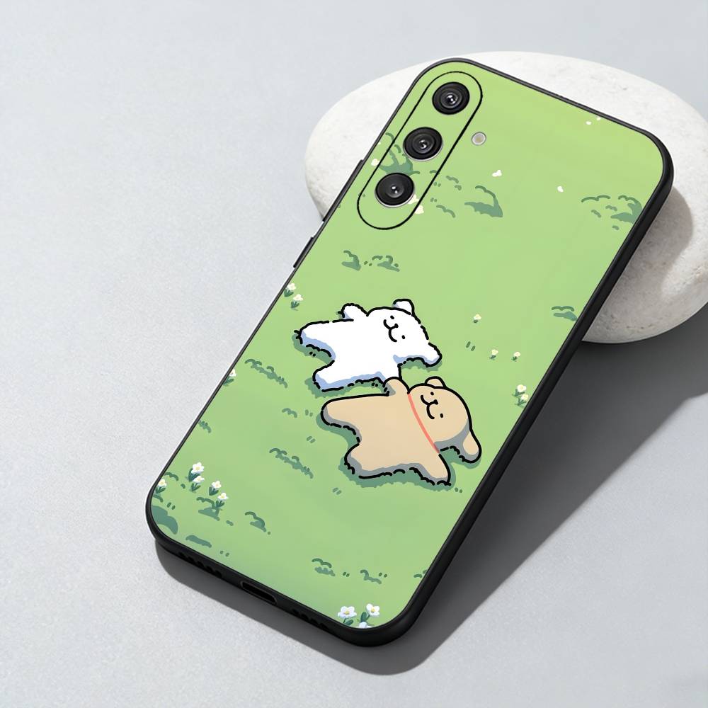 Мультяшный Чехол-накладка с Мальтийскими собачками M-Maltese Dogs для Samsung Galaxy A73, A72, A71, A70, A52, A51 и других моделей. Мягкий Черный