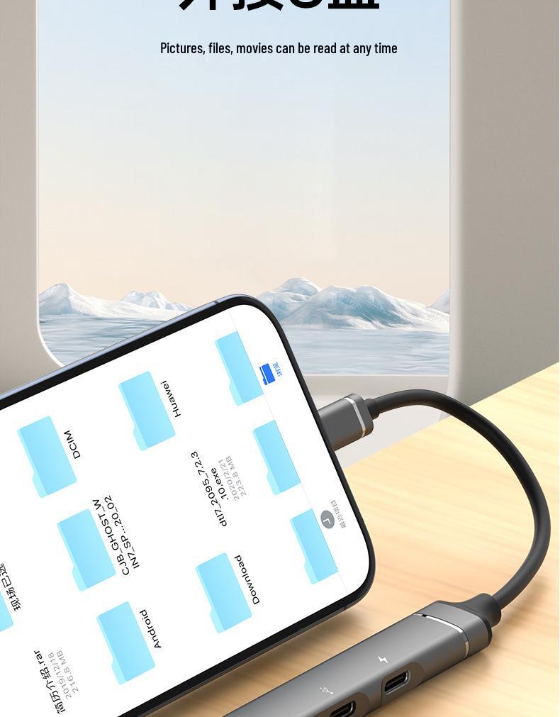 Многофункциональная док-станция расширения Type-C: USB 3.0 хаб для мыши, клавиатуры, U-диска и OTG-конвертации.