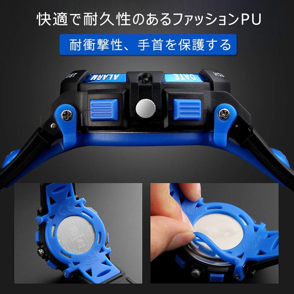 IN Shop Watch Boys Sports Watch Outdoor Многофункциональные водонепроницаемые часы с оповещением, датой и днем, двойное время, светодиодный аналоговый дисплей, цифровые часы для девочек и мальчиков