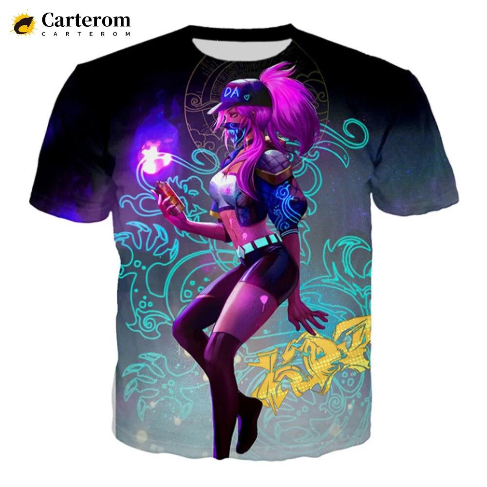 Лига легенд сексуальная Акали 3D принт мужская футболка женская модная футболка LOL игровой персонаж психоделическая футболка дышащие топы