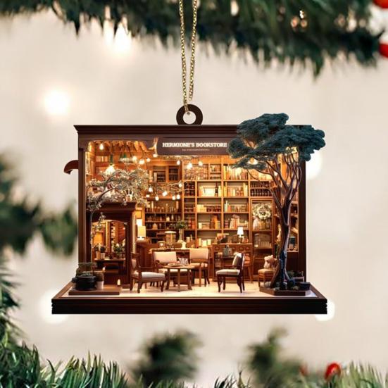 Рождественский книжный магазин Yousheng, украшение из акрила, сложенная книга, подвесное украшение, рождественская елка, книжный подарок для любителя книг, праздничный декор для дома в виде елки