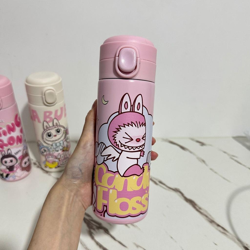 Cartoon Thermos Cup Elastic Buckle Cup 304 Stainless Steel Vacuum Pea Cup Convenient for Home Use