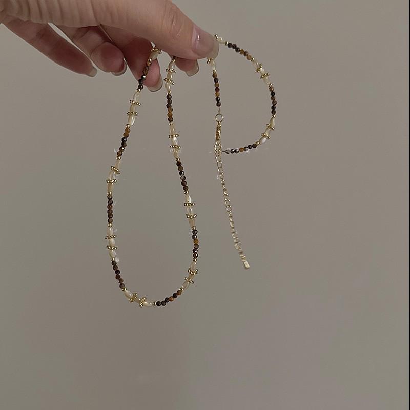 Овальное колье Maillard Тигровый глаз для женщин - Легкая роскошь Осень/Зима Цепочка на ключицу Модная Высококачественная Бижутерия