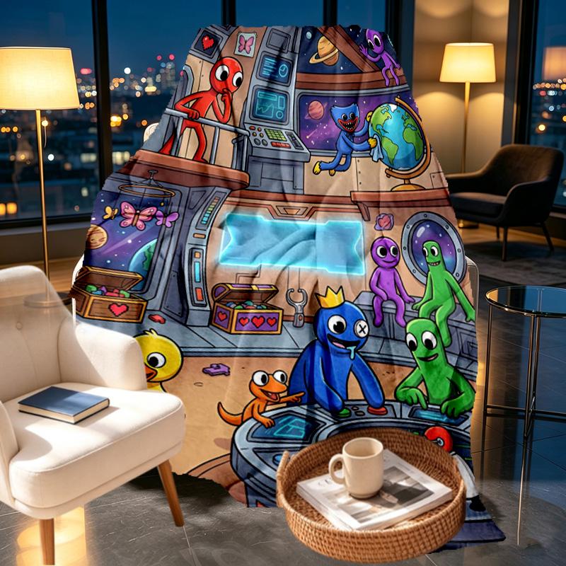 Game Rainbow Friends Print Blanket - Soft & Comfortable, for Bedroom, Travel, Sofa, Home Decoration - Birthday Christmas Gift for Friend