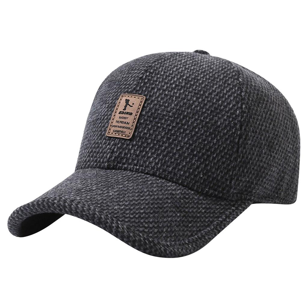 Мужская осенне-зимняя кепка с ушками, шерстяная кепка, ветрозащитная и морозостойкая, толстая, теплая, для улицы, для людей среднего и пожилого возраста, бейсболка