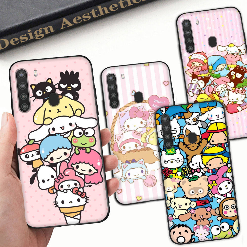 Чехол HK15 Hello Kitty Friend Black Sofe для iPhone 16 15 Plus 14 13 Pro 8 SE XR XS Max P30 Nova 5T Y5P Y6 Y7 Y8P Y9 Realme C30 C33 C31 VIVO Y36 V27