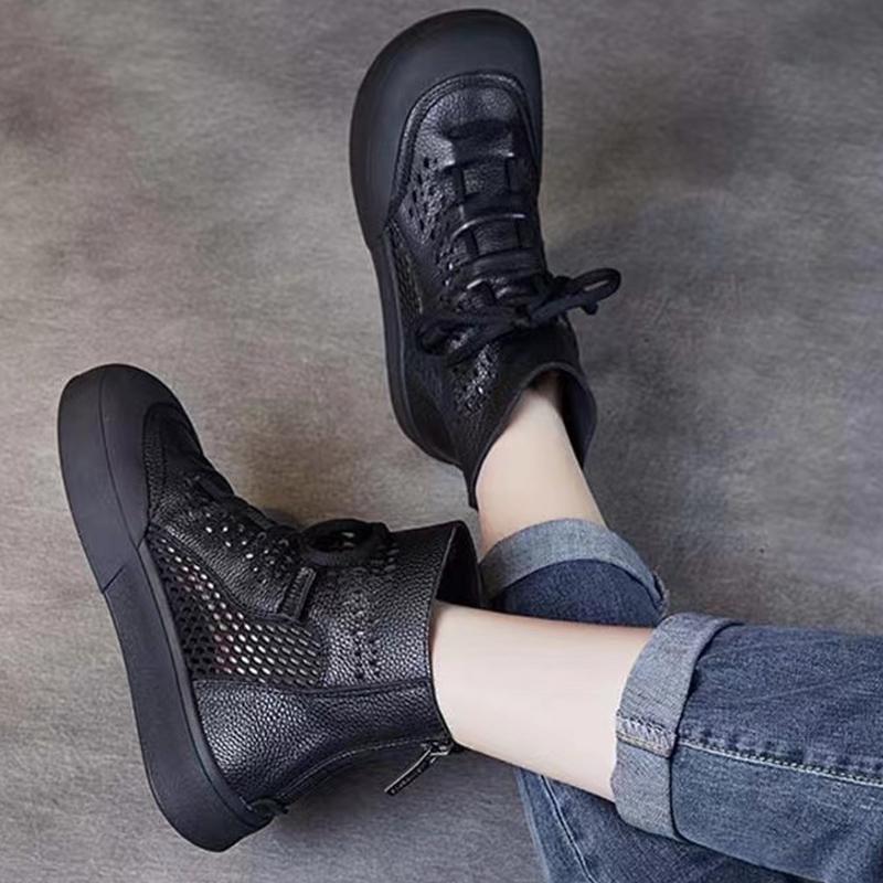 Сетчатые женские ботильоны на платформе на плоской подошве с полыми дизайнерскими ботинками, новый бренд, осень 2024, ретро-обувь, прогулочные гладиаторы, женские туфли Zapatos