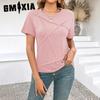Весна-лето однотонная повседневная футболка с короткими рукавами для женщин