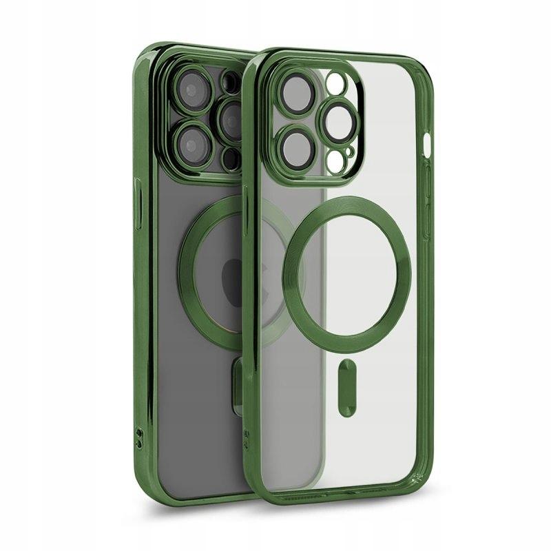 Case for iPhone 14 Plus Magsafe Magshine Reinforced Case Green + Glass