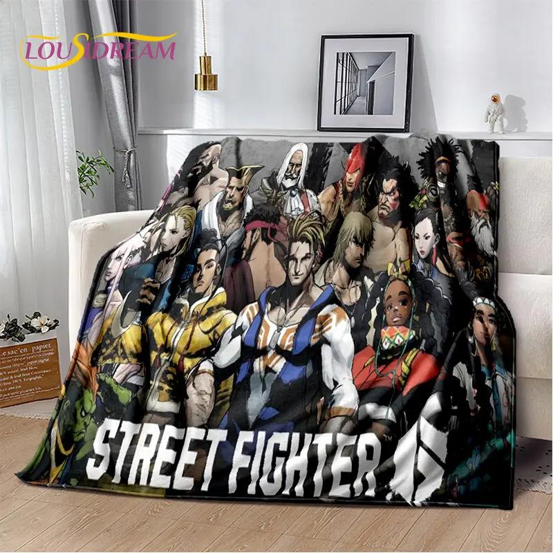 Мягкое плюшевое одеяло Street Fighter в стиле ретро, игра-геймер, фланелевое одеяло для гостиной, спальни, кровати, дивана, чехол для пикника