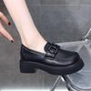 Французские туфли из мягкой кожи на толстой подошве женские лоферы 2025 новые на плоской подошве увеличивающие рост в британском стиле универсальные