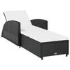 VidaXL Chaise Longue with Cushion, Cream White Wicker Resin Black