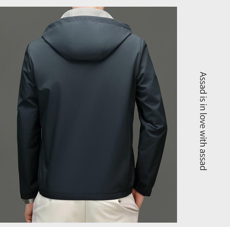 Men's Double-Sided Mulberry Silk Jacket - Hooded, Loose Fit, Business Casual, Spring/Autumn Outerwear