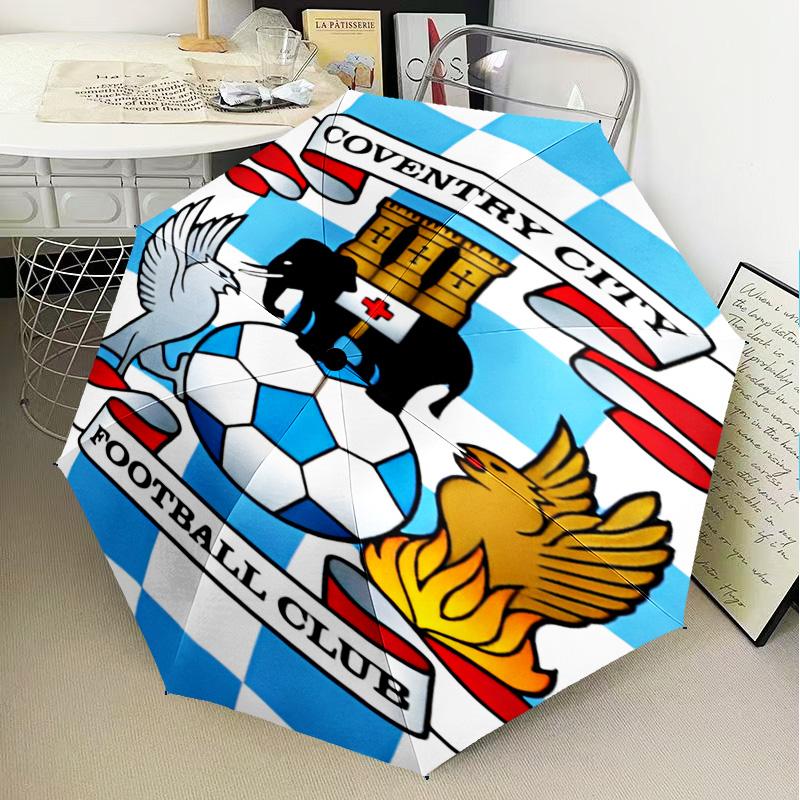 1PC Coven-try Football Club Crest Printed Umbrella Folding umbrella, automatic umbrella 8-Frame for Travel, camping Fan gifts Christmas Gifts