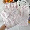 Cloud Cotton Pajamas Women'S Summer Short Sleeves Cute Cartoon Doll Collar Loungewear Three-Piece Set
