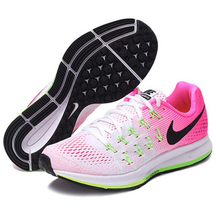 Nike Pegasus 33 Нескользящие износостойкие Низкие Повседневные Беговые Кроссовки Унисекс Розовый Белый 831356-106