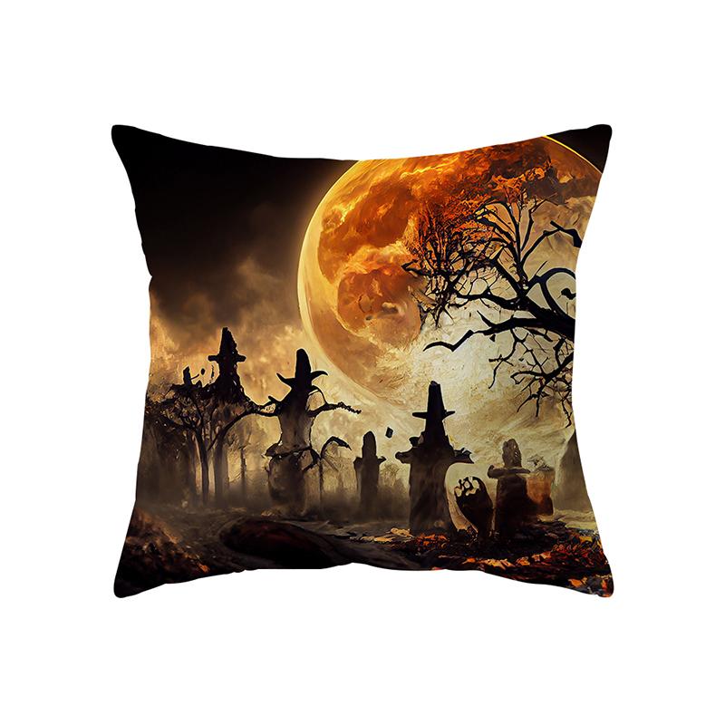 Devil Pumpkin Throw Pillow Cover Witch Halloween Theme Throw Pillow Cover Sofa Chair Bed Cushion Cover Home Decor