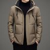 Мужская куртка-пуховик на осень и зиму с капюшоном из белого утиного пуха, однотонная, на молнии, деловая, повседневная, для молодежи и людей среднего возраста