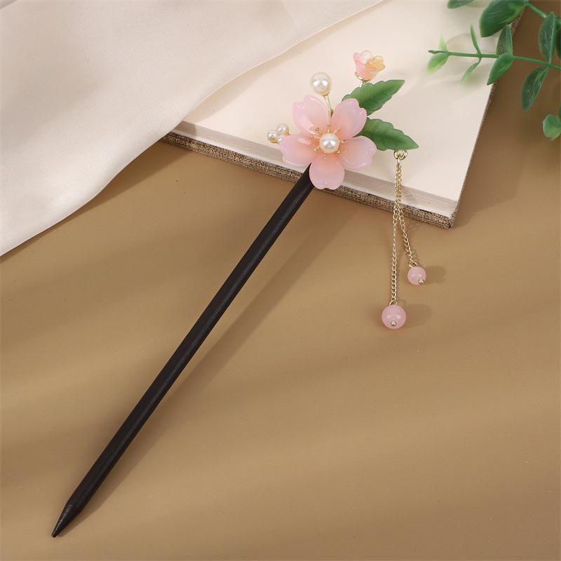 Ancient Style Tassel Hairpin - Imitation Ebony Wood, Hanfu Accessories, Chinese Jewelry for Women