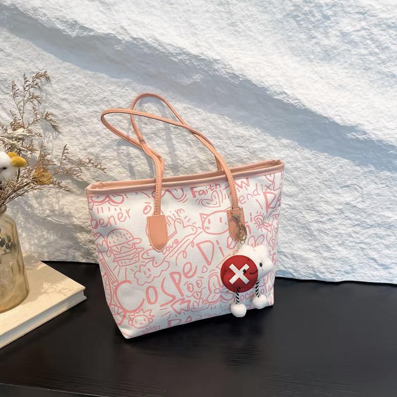 Сумка из холста с граффити, женские сумки 2025 года, новая повседневная сумка через плечо, универсальная сумка-тоут большой вместимости для студентов и школьников