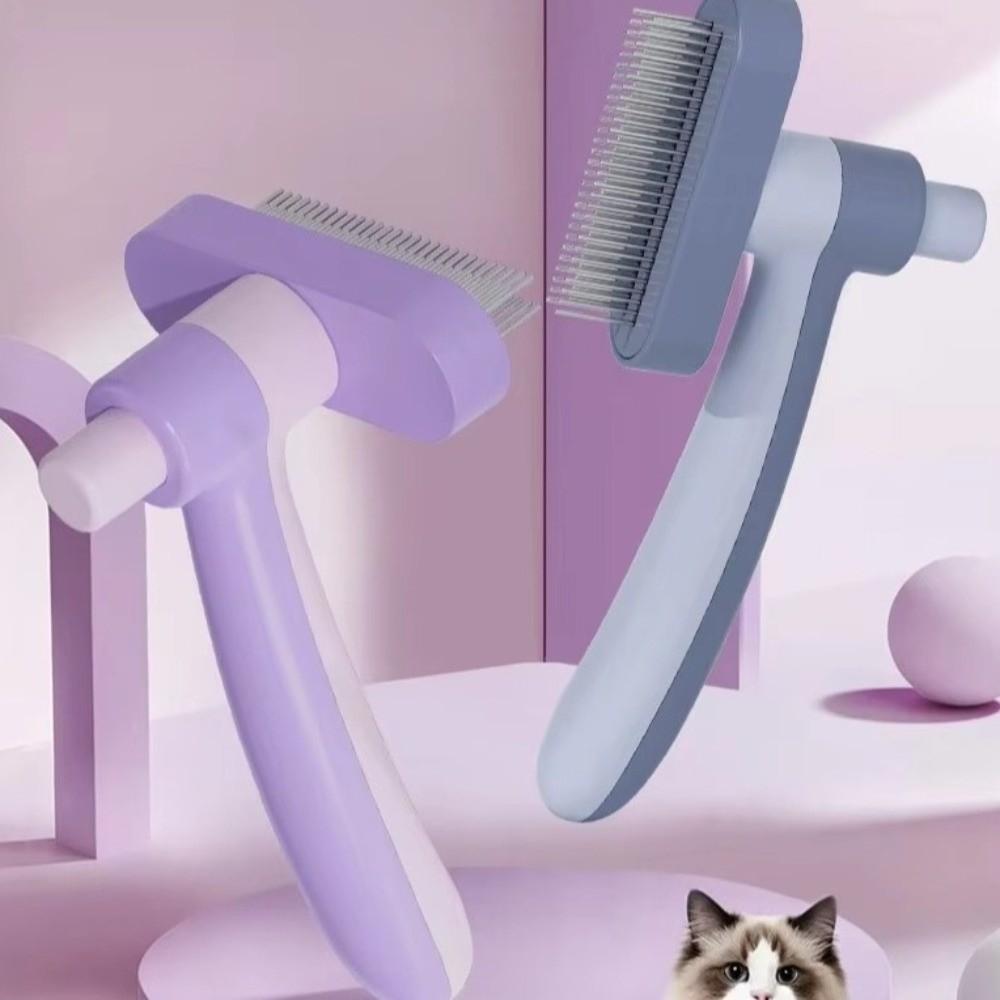 Double Row Pet Comb Adjustable Self Cleaning Dog Brush Durable Dog Hair Comb Cats