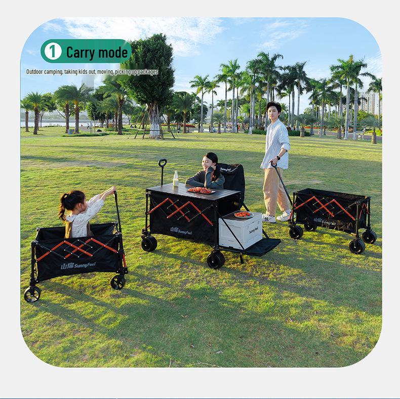 SunnyFeel Shanmen Camper Van Folding Cart - Portable, Large Capacity, Rear Opening for Outdoor Camping.