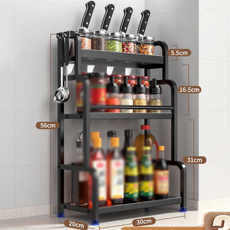 2/3Layer Kitchen Storage Shelf Stainless Steel Seasoning Jar Spice Storage Rack Chopsticks Knife Shelf Bar Organizer Accessories
