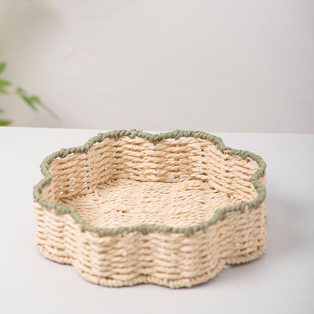Handcrafted Paper Rope Storage Basket Large And Small Sizes Available Woven Texture Design For Kitchen Fruit Snacks Organization