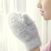 1 Pair Cute Rabbit Wool Gloves Female Winter Mittens Full Finger Gloves Winter Warm Supplies