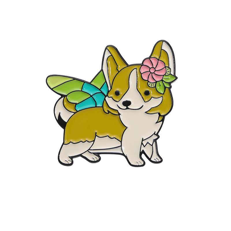 Charming Alloy Brooch In Cute Dog Design From Cartoon Animal Butterfly Series For Trendy Outfits