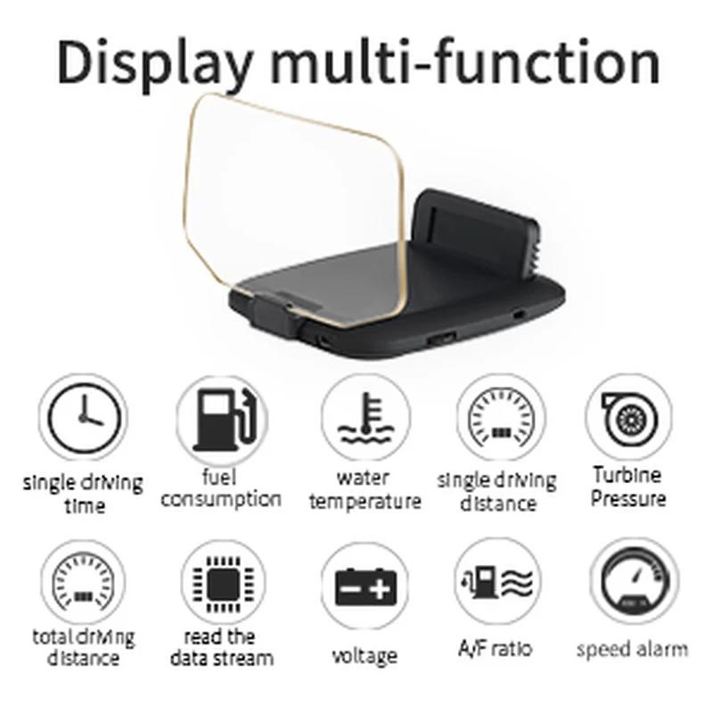 Mirror Car HUD Head Up Display OBD2 GPS Dual Systems Navigation Version Speedometer Overspeed Warning Auto Accessory 2024