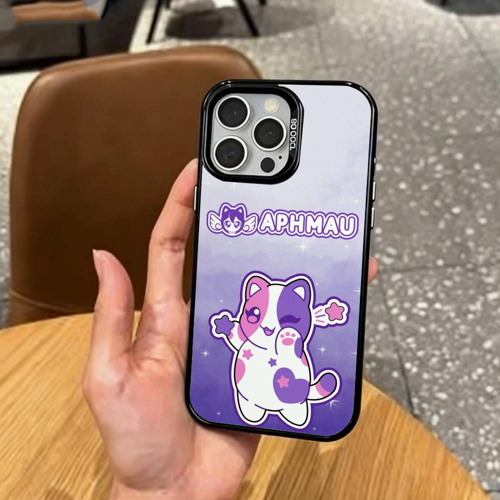 A-Aphmau Мяу Аниме Кошки Чехол Для Телефона Для iPhone17,16,15,14,13,12,11 Plus,Pro Max Цветной Посеребренный Внутренний Чехол