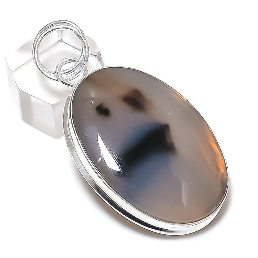 Russian Dendritic Gemstone Handmade 925 Sterling Silver Pendant 2.25" y2z22