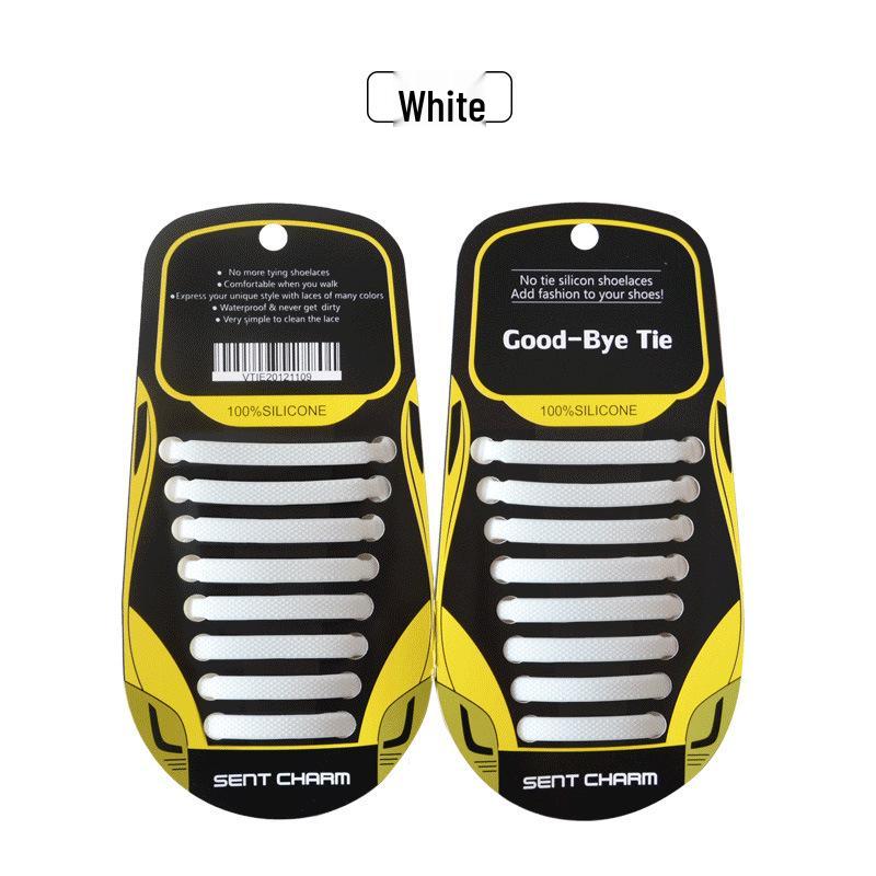 16-Piece Set of Striped Elastic I-Shaped Lazy Shoelaces - Multiple Sizes, Silicone, In Stock
