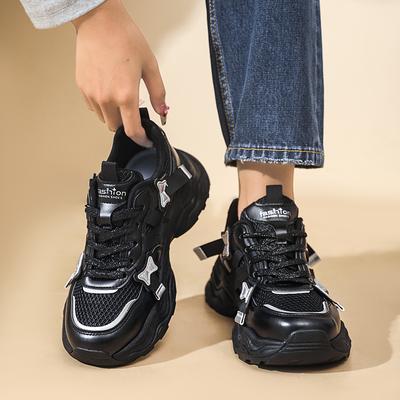 Four Seasons New Round Head Mesh Sports Fashion Trend Dad Shoes Korean Edition Platform Casual Women Shoes