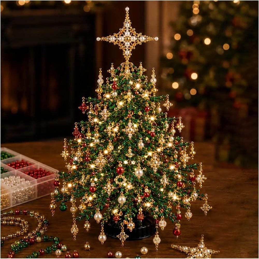 Crystal Bead DIY Beaded Christmas Tree Kit Holiday Beading Craft Kit  Christmas Holiday