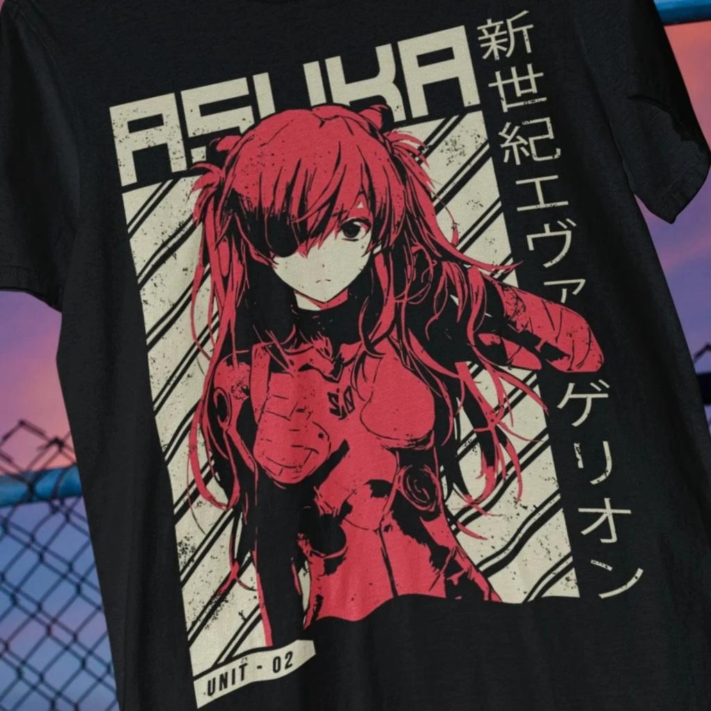 Новая футболка Evangelion 2026, Футболка Аска Лэнгли для родителей и детей, Рей, Синдзи Нерв Ева Эстетика Манга Уличная одежда Аниме Подарок Унисекс