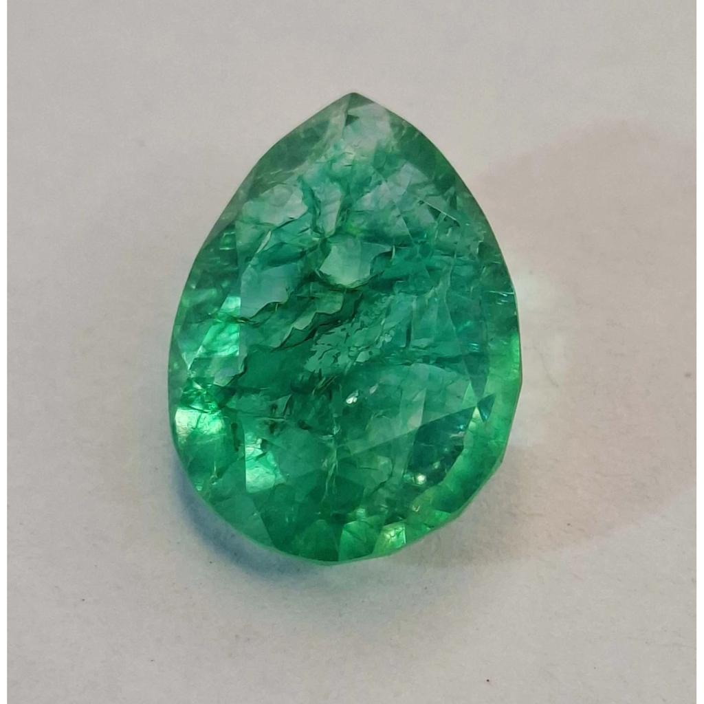 Stunning Green Emerald Colombian Natural Pear Cut 6-8 Ct Certified Gemstone
