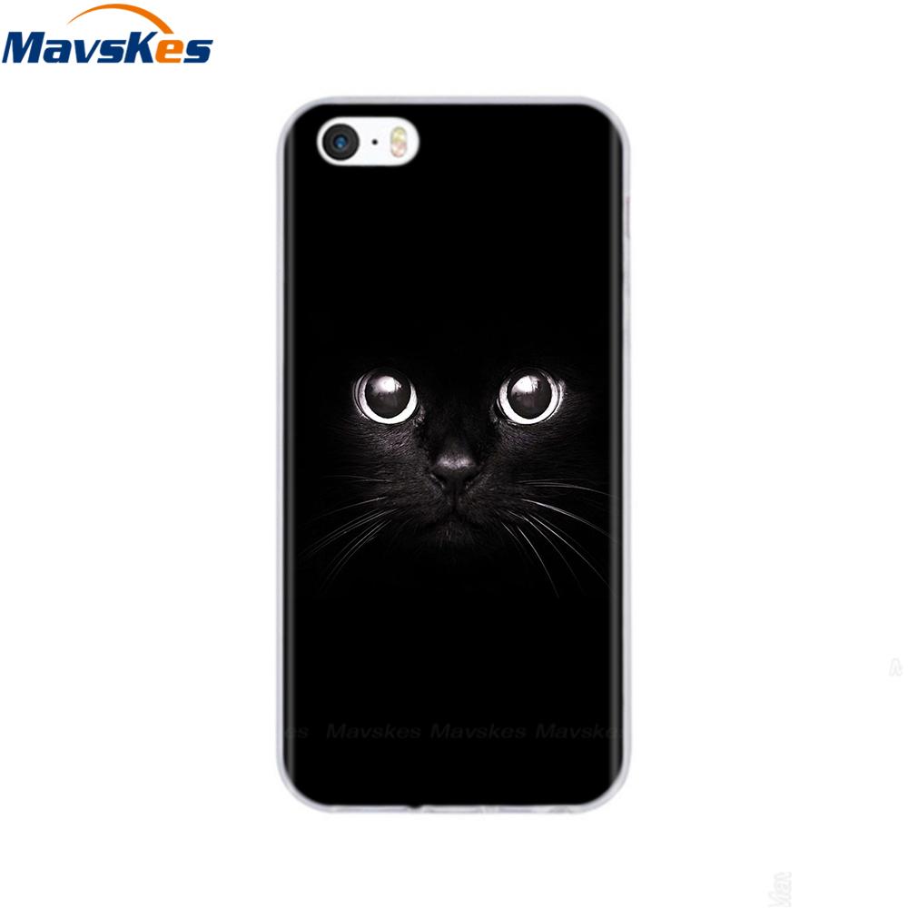 Мягкий чехол из ТПУ для iPhone 4 4s 5 5s SE 6 6s милый мультяшный кот цветок модный силиконовый чехол-бампер для телефона полная защита