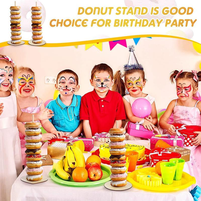 Wooden Doughnut Holder Dessert Display Rack Dim Sum Bread Sales Rack Donut Stand Birthday Party Wedding Table Decoration