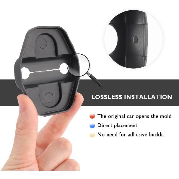 6PCS Car Door Lock Cover - Black Door Latch Lock Trim Cover Compatible with 2018-2025 Jeep Wrangler JLU JL 4XE Unlimited & Gladiator JT - Car
